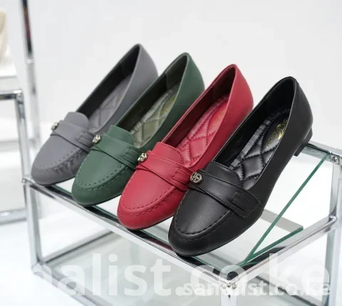 Close-up image of comfortable ladies flat loafer shoes available on Sanalist Nairobi