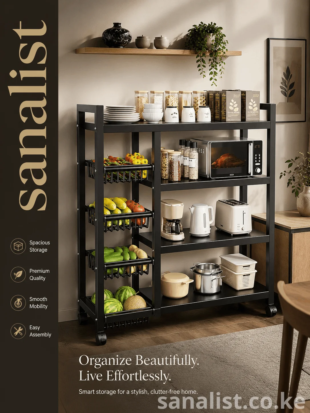 Strong metallic kitchen rack in white for home apartment pantry and restaurant use in Kenya