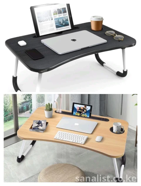 Adjustable Folding Laptop Bed Desk with Tablet Slot & Cup Holder – Portable Lap Desk | Nairobi, Kenya