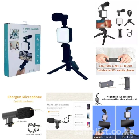 Mobile Video Making Kit with LED Light, Shotgun Microphone & Tripod – Vlogging Kit for Phones | Nairobi, Kenya