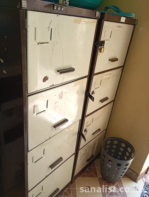 Modern Metallic 4-Drawer Filing Cabinet with Security Bar