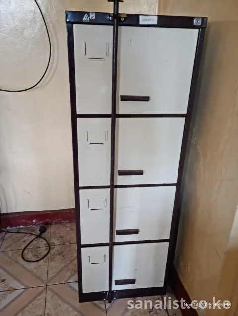 Modern Metallic 4-Drawer Filing Cabinet with Security Bar