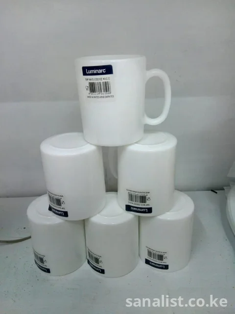 Luminarc Floral Opal Glass Mugs — Set of 6 | White Rose-Print Tea & Coffee Cups for Home & Kitchen | Buy in Nairobi, Kenya