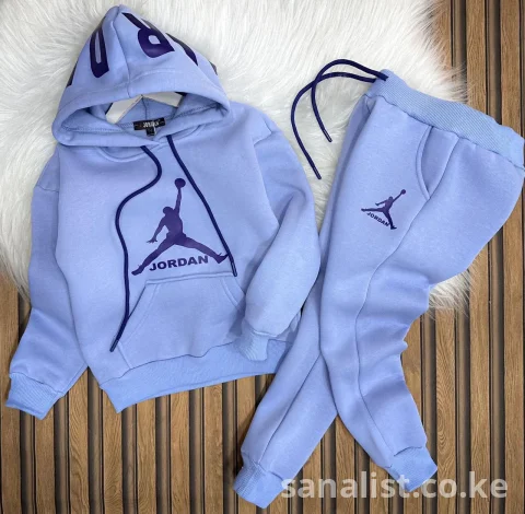 Jumpman-Print Hoodie & Jogger Set — Baby Blue Fleece Tracksuit for Men | Streetwear Nairobi Kenya