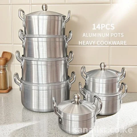 14-Piece Tornado Heavy Duty Aluminium Cookware Set with Lids — Large Sufuria Pot Set for Home, Catering & Events | Nationwide Delivery Kenya 5