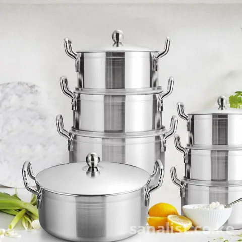 14-Piece Tornado Heavy Duty Aluminium Cookware Set with Lids — Large Sufuria Pot Set for Home, Catering & Events | Nationwide Delivery Kenya