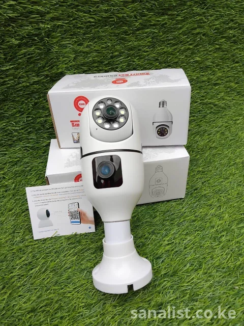 V380 Pro Dual Lens PTZ Bulb Camera — 360° WiFi Smart CCTV | Night Vision | Two-Way Audio | Works with E27 Socket
