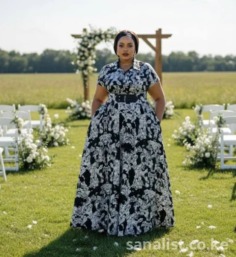 Elegant Plus Size Maxi Shirt Dress with Belt – Occasion Wear for Ladies, Nairobi 5