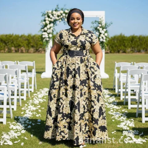 Elegant Plus Size Maxi Shirt Dress with Belt – Occasion Wear for Ladies, Nairobi