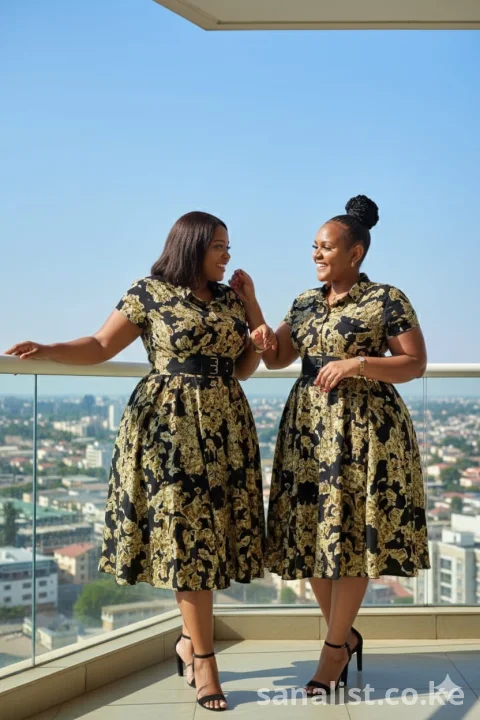 Elegant Plus Size Maxi Shirt Dress with Belt – Occasion Wear for Ladies, Nairobi