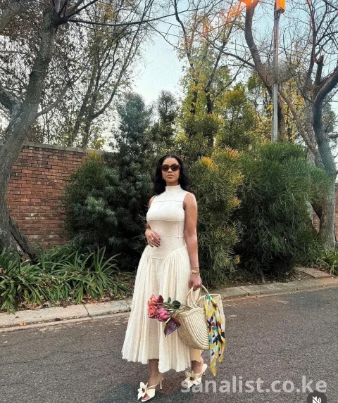 Cream Pleated Sleeveless Midi Dress (High Neck) | Rare Flair Kenya Nairobi