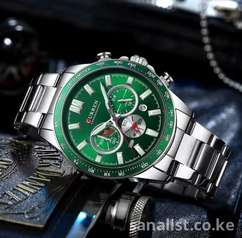 Curren Men’s Green Dial Stainless Steel Chronograph Watch | Stunning Watches Kenya | SanaLIST