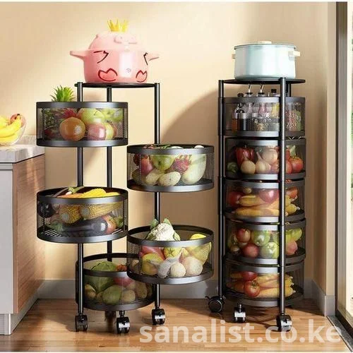 Multi-Tier Rolling Kitchen Storage Rack with Baskets – Space-Saving Vegetable & Fruit Organizer (Kenya)