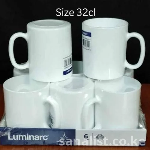 Luminarc Floral Opal Glass Mugs — Set of 6 | White Rose-Print Tea & Coffee Cups for Home & Kitchen | Buy in Nairobi, Kenya