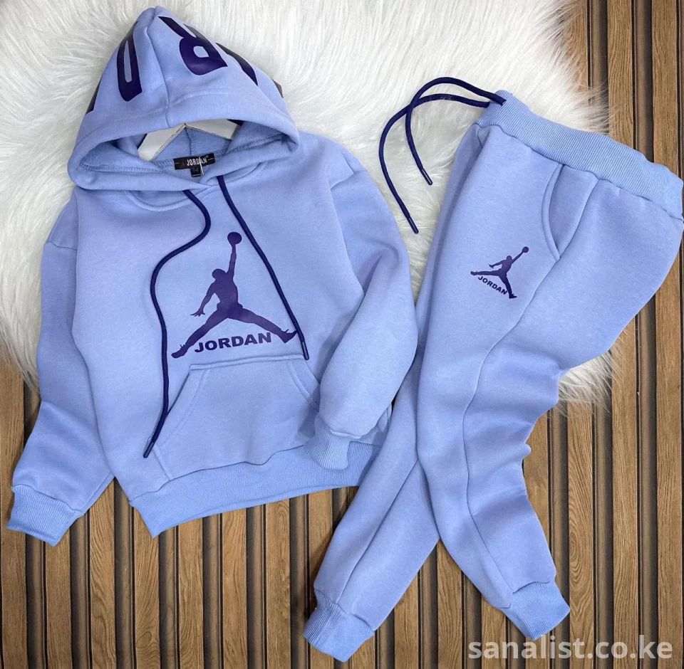 Jumpman-Print Hoodie & Jogger Set — Baby Blue Fleece Tracksuit for Men | Streetwear Nairobi Kenya