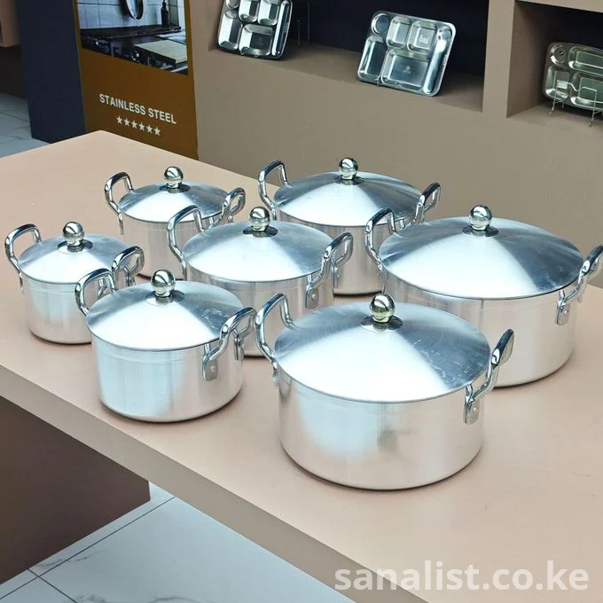 14-Piece Tornado Heavy Duty Aluminium Cookware Set with Lids — Large Sufuria Pot Set for Home, Catering & Events | Nationwide Delivery Kenya