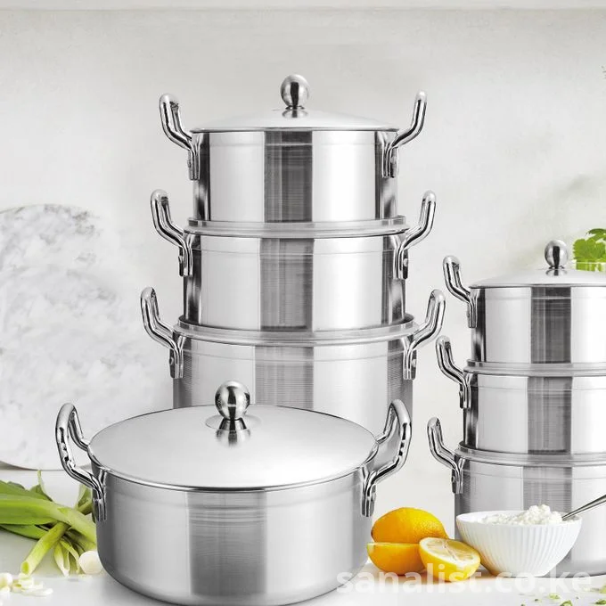 14-Piece Tornado Heavy Duty Aluminium Cookware Set with Lids — Large Sufuria Pot Set for Home, Catering & Events | Nationwide Delivery Kenya