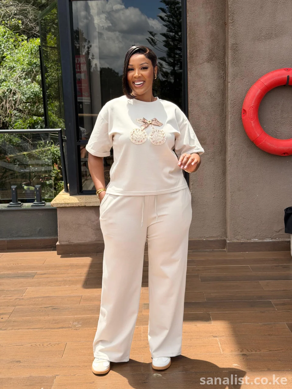 Women Two Piece Casual Set Beige Outfit for Sale Nairobi Kenya