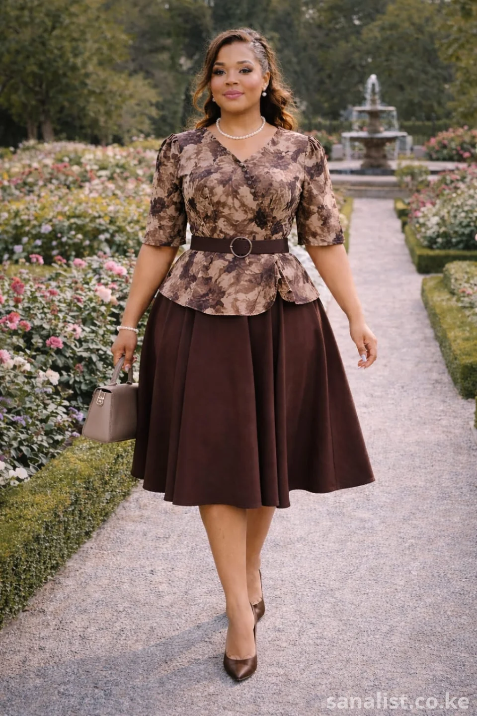 Elegant Plus Size Peplum Top and Flared Skirt Set for Ladies – Occasion Wear, Nairobi