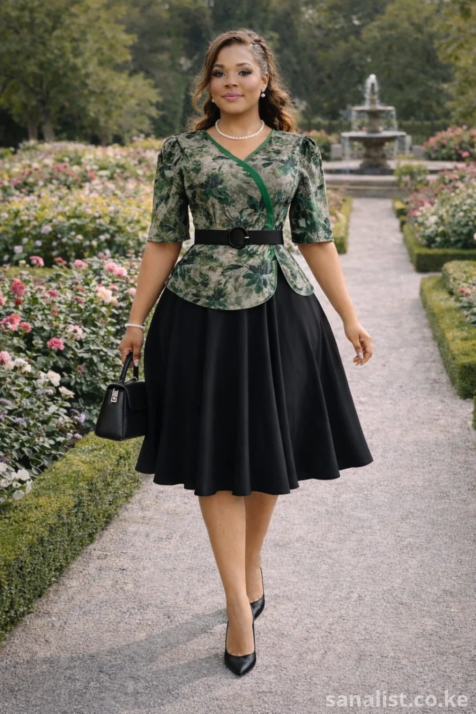 Elegant Plus Size Peplum Top and Flared Skirt Set for Ladies – Occasion Wear, Nairobi