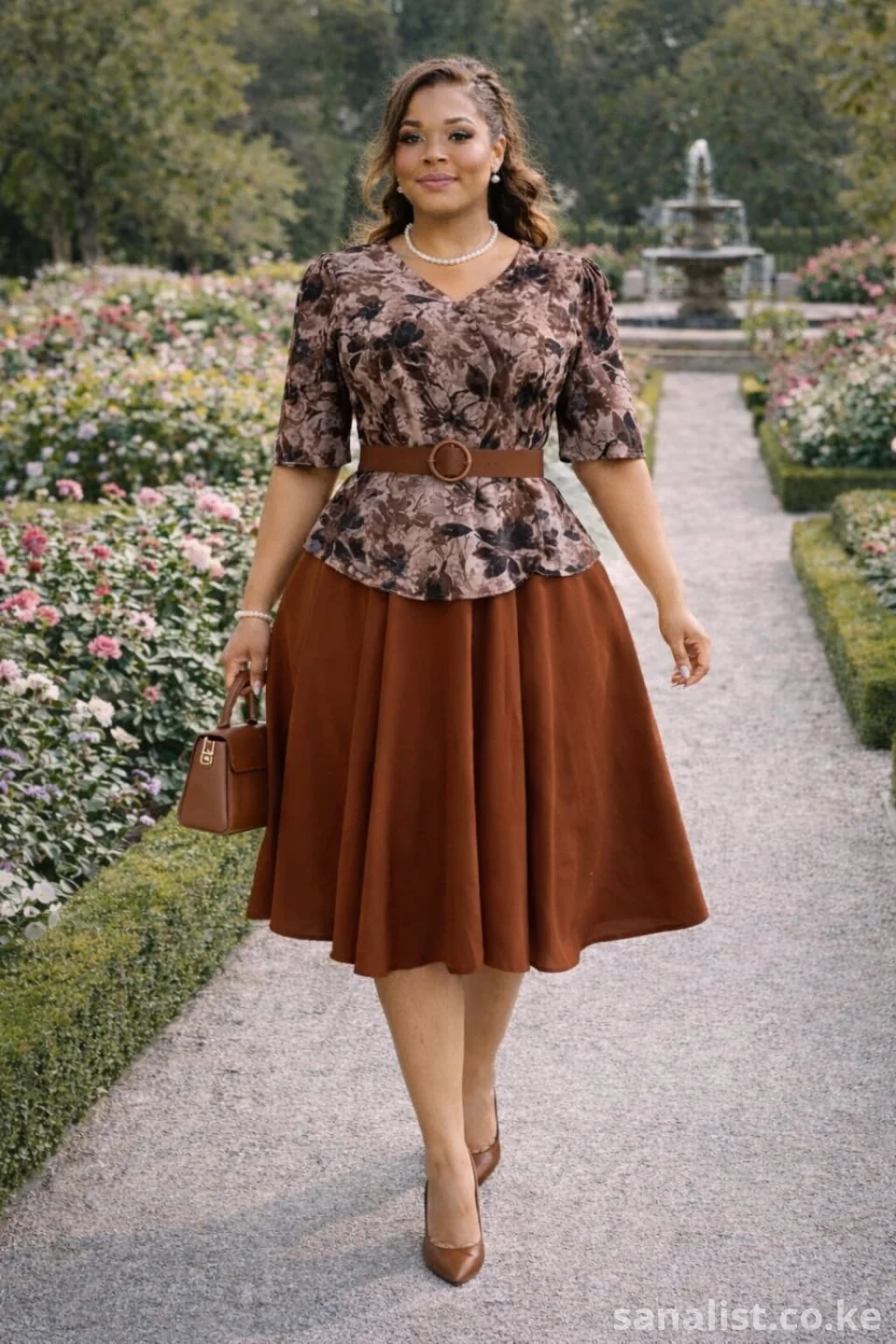 Elegant Plus Size Peplum Top and Flared Skirt Set for Ladies – Occasion Wear, Nairobi