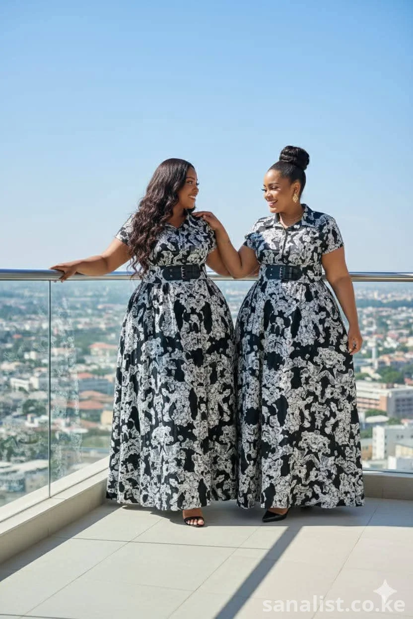 Elegant Plus Size Maxi Shirt Dress with Belt – Occasion Wear for Ladies, Nairobi