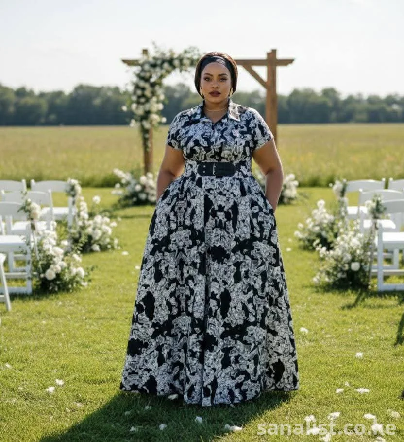 Elegant Plus Size Maxi Shirt Dress with Belt – Occasion Wear for Ladies, Nairobi