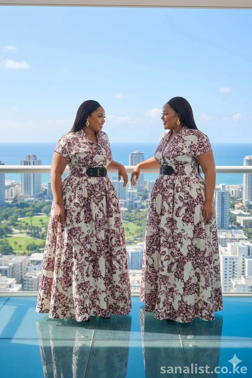 Elegant Plus Size Maxi Shirt Dress with Belt – Occasion Wear for Ladies, Nairobi