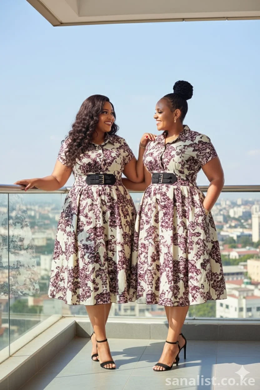 Elegant Plus Size Maxi Shirt Dress with Belt – Occasion Wear for Ladies, Nairobi