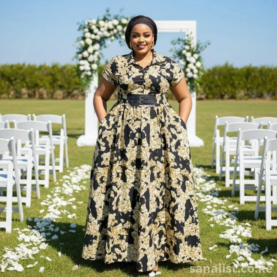 Elegant Plus Size Maxi Shirt Dress with Belt – Occasion Wear for Ladies, Nairobi