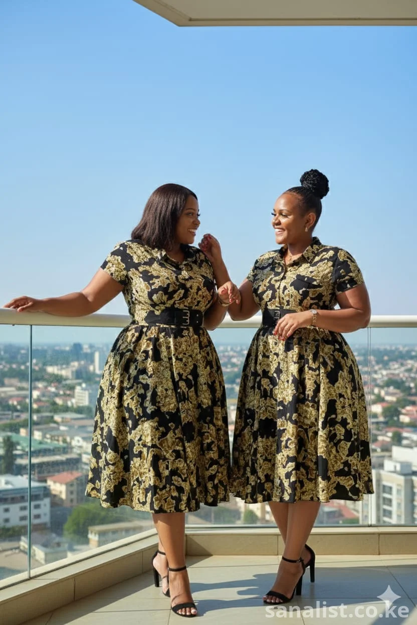 Elegant Plus Size Maxi Shirt Dress with Belt – Occasion Wear for Ladies, Nairobi