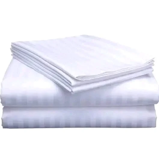 Luxury White Satin Stripe Bedsheets 7x8 – 2 Bedsheets + 4 Pillowcases | Nairobi & Kenya
