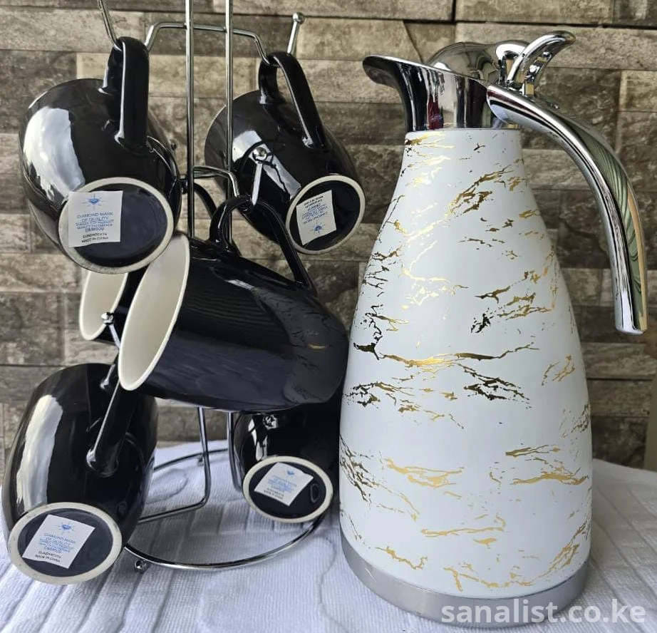 Elegant Black Mug Set with Stylish Carafe – Available in Nairobi