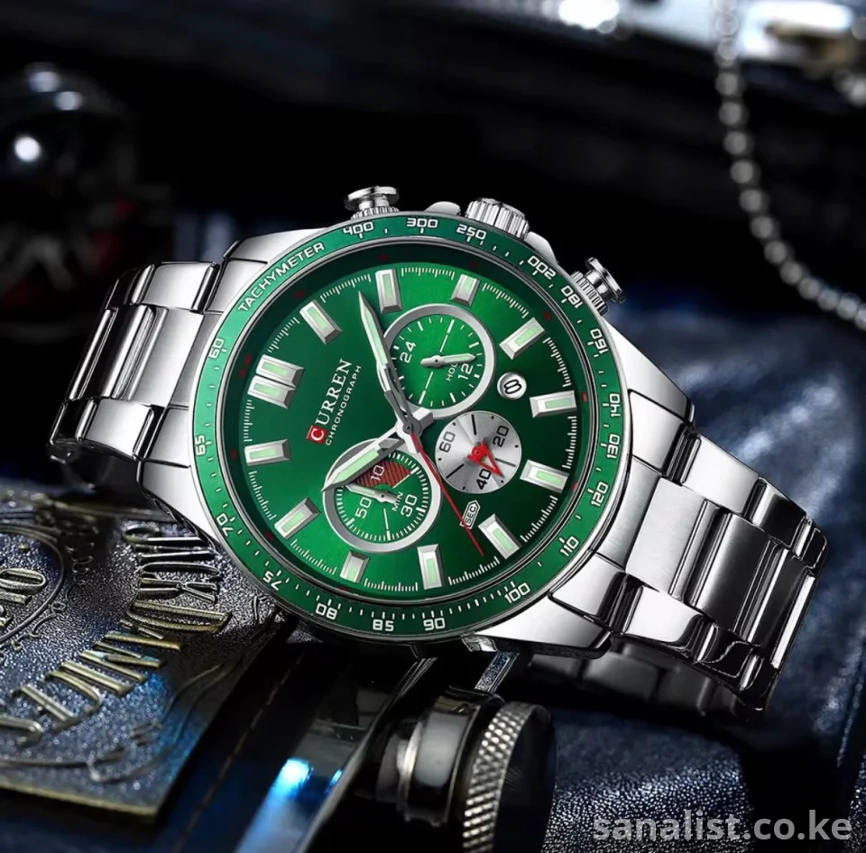 Curren Men’s Green Dial Stainless Steel Chronograph Watch | Stunning Watches Kenya | SanaLIST