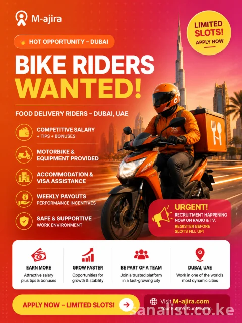Bike Riders Jobs in Dubai UAE | M-Ajira Kenya Jobs Near Me & Sanalist