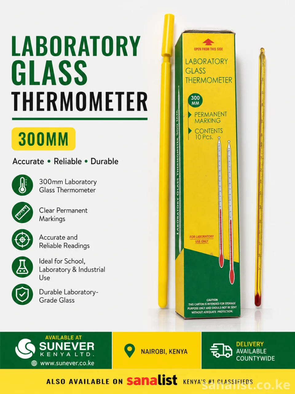 Laboratory Glass Thermometer 300mm for Laboratory Use in Kenya  SunEver Kenya Ltd | Dairy Thermometer