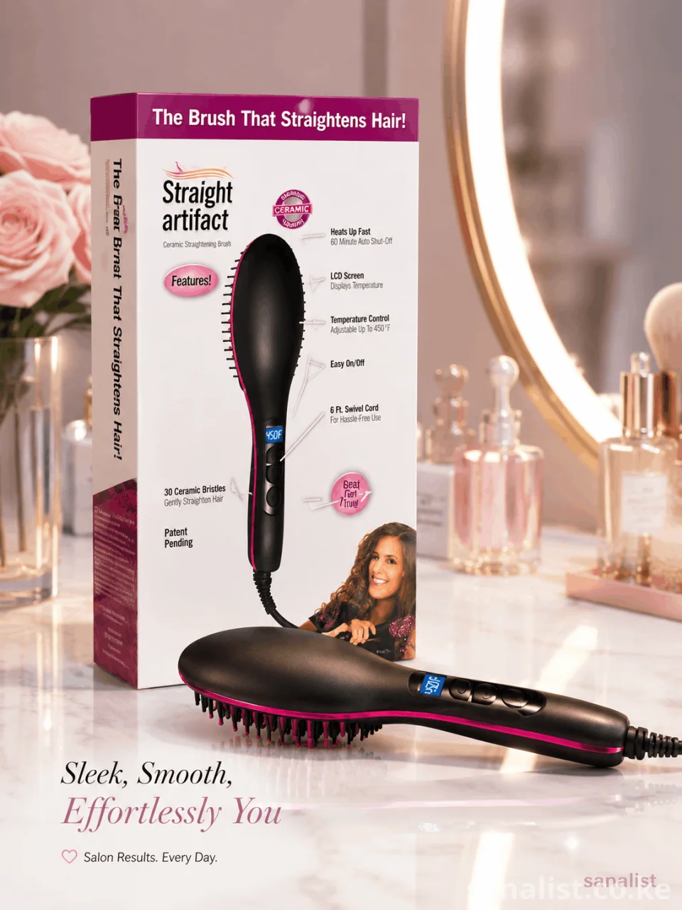 Hair Straightener Brush - Straight Artifact  | Nairobi | 450°F Hot Hair Brush Kenya