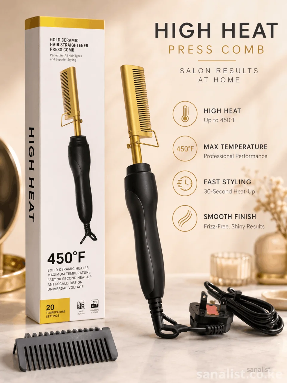 Electric Hot Comb Nairobi | 450°F Ceramic Press Comb Kenya