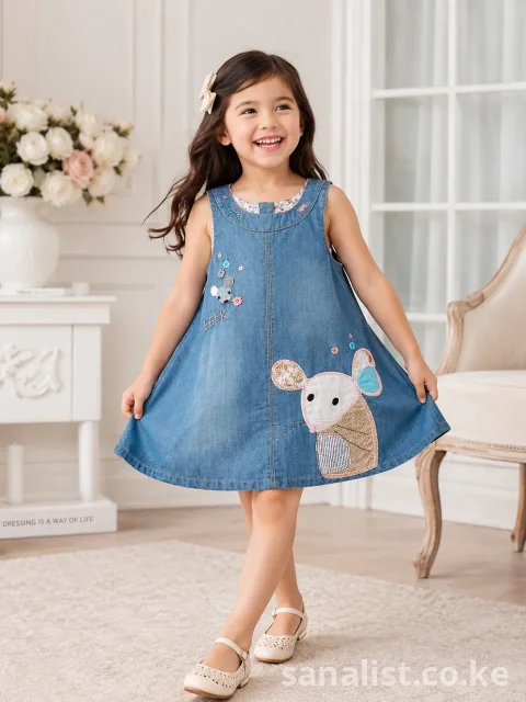 Adorable Girls Denim Mouse Dress | ActiveKids Baby Shop Nairobi 4