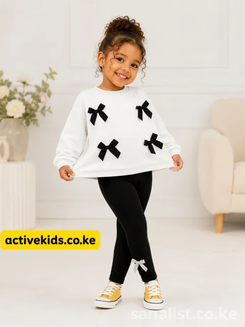 Cute Girls Black Bow Sweater Outfit | Baby Shop Nairobi