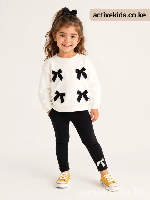 Cute Girls Black Bow Sweater Outfit | Baby Shop Nairobi