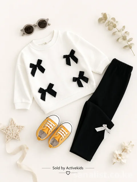 Cute Girls Black Bow Sweater Outfit | Baby Shop Nairobi 6