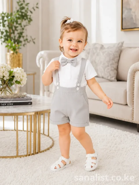 Grey Baby Suspender Outfit Set | ActiveKids Baby Shop Nairobi