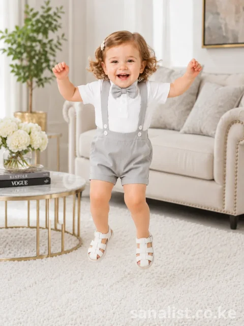 Grey Baby Suspender Outfit Set | ActiveKids Baby Shop Nairobi 3