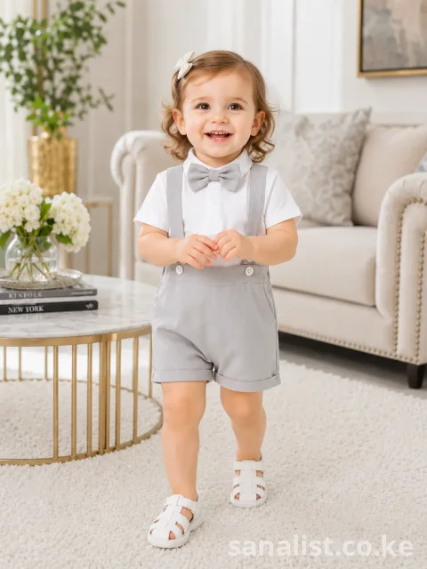 Grey Baby Suspender Outfit Set | ActiveKids Baby Shop Nairobi