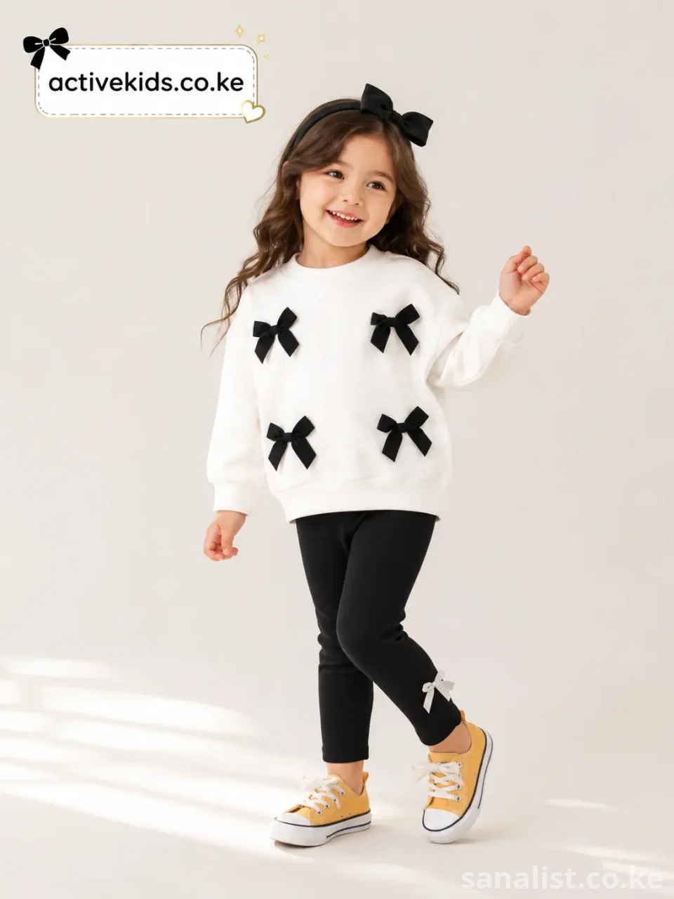 Cute Girls Black Bow Sweater Outfit | Baby Shop Nairobi