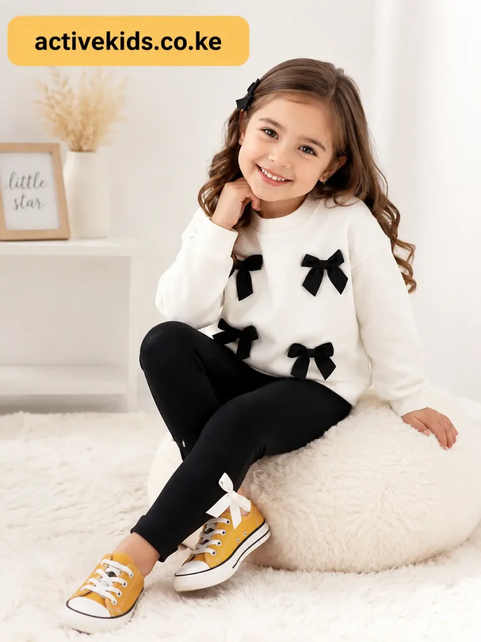 Cute Girls Black Bow Sweater Outfit | Baby Shop Nairobi