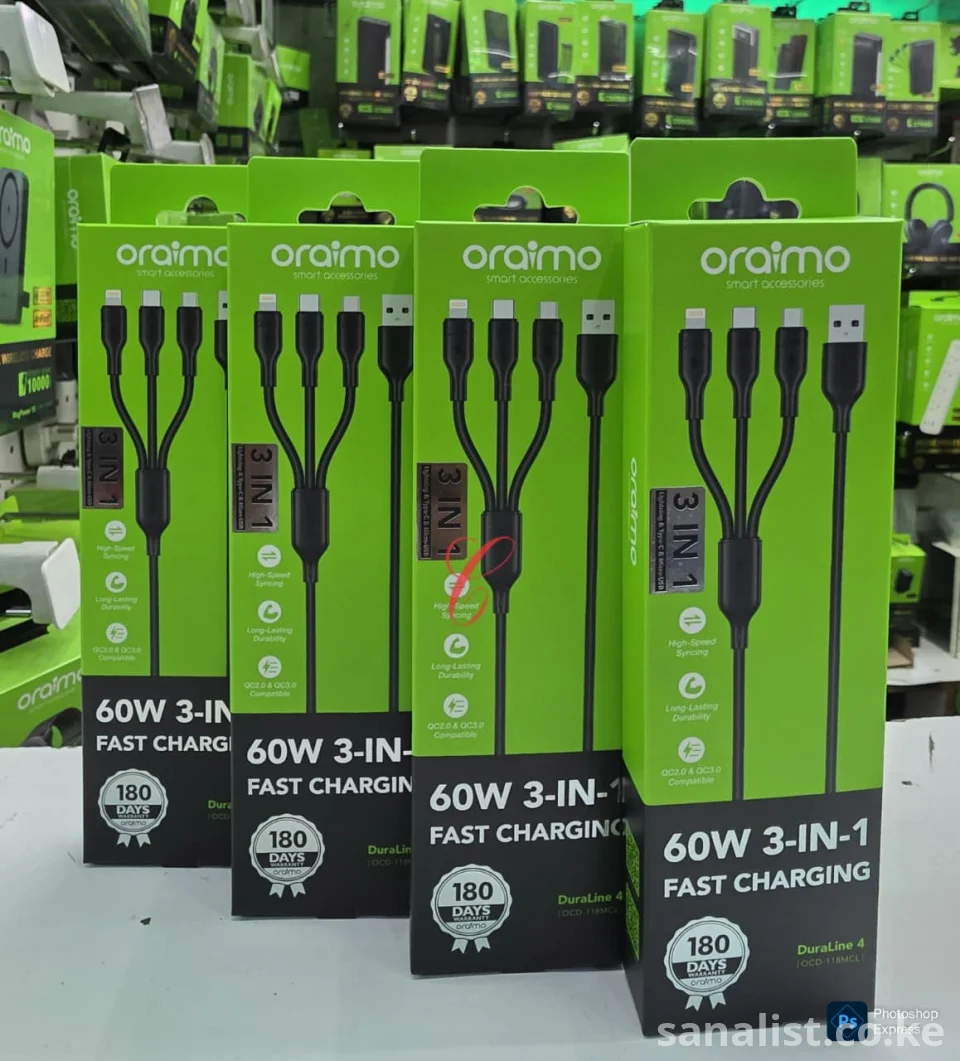Oraimo 60W 3-in-1 Fast Charging Cable DuraLine 4 | Buy in Kenya