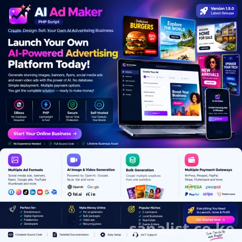 AI Ad Maker PHP Script | DBless AI Advertising Platform | No Database Required