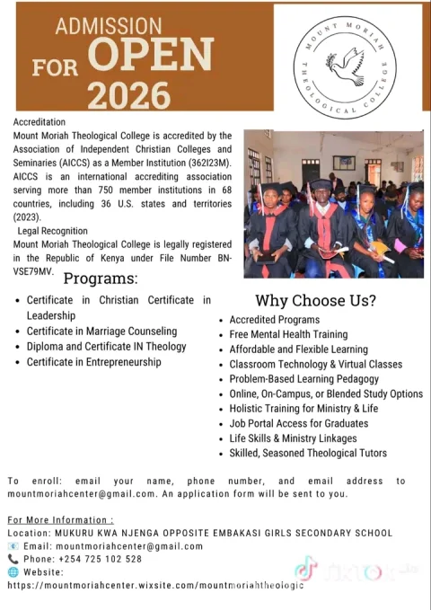 Mount Moriah Theological College | Christian Education Kenya 3